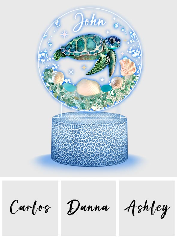 Plaque lumineuse personnalisée en forme de tortue « Love Turtle »