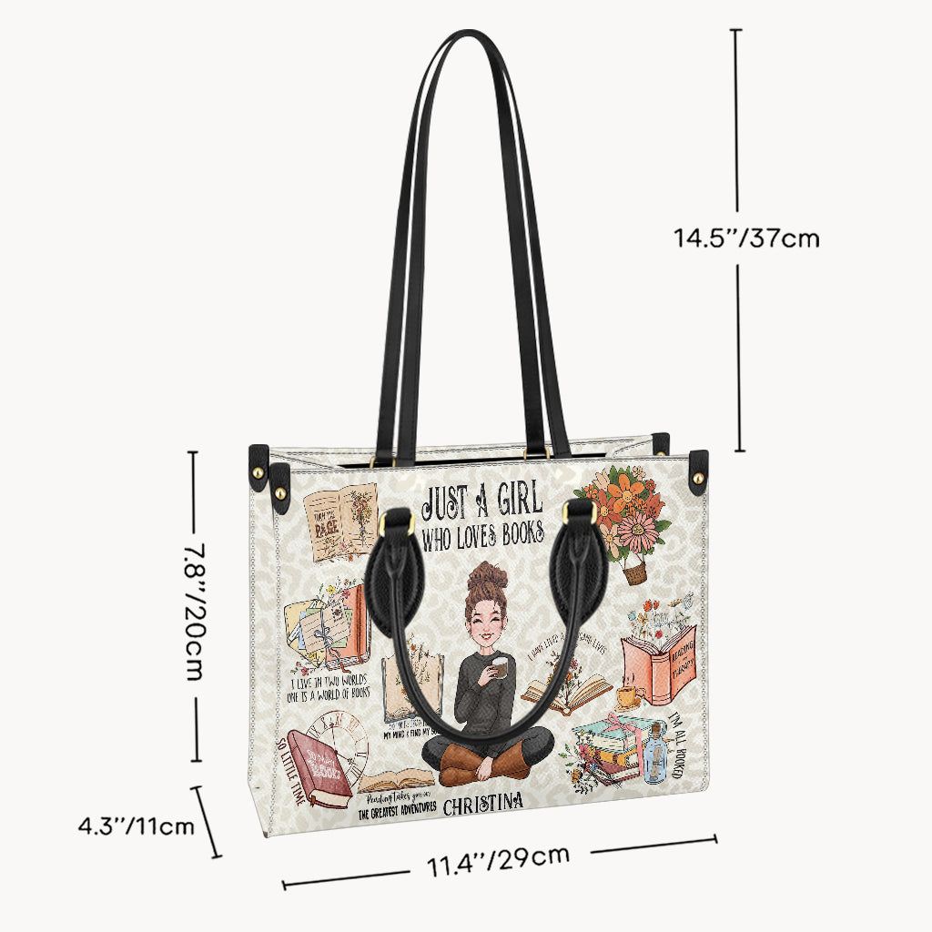 Just A Girl Who Loves Books - Personalized Book Leather Handbag