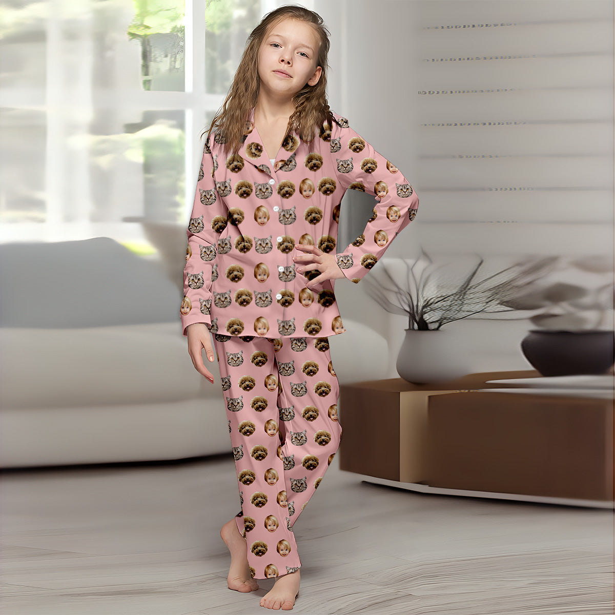 Pyjamas photo personnalisés pour Noël - Pyjamas boutonnés personnalisés pour toute la famille