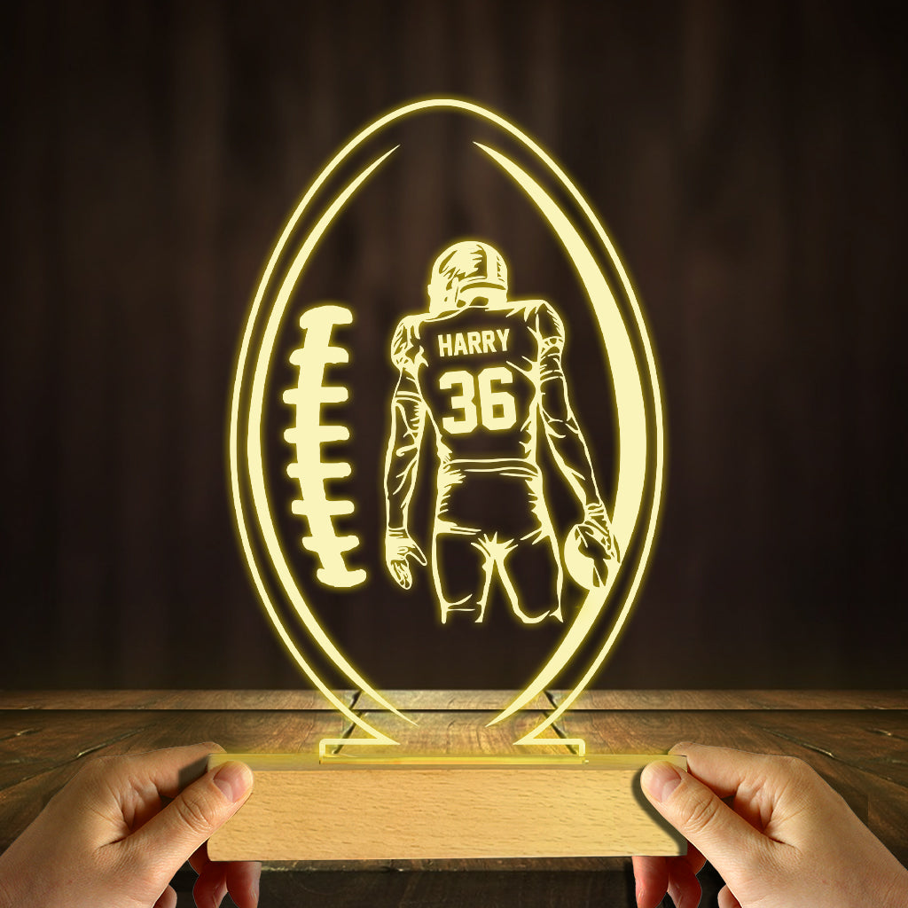 Lampe de nuit en forme de ballon de football - Cadeau idéal pour lui, petit ami, mari, fils - Socle lumineux personnalisé