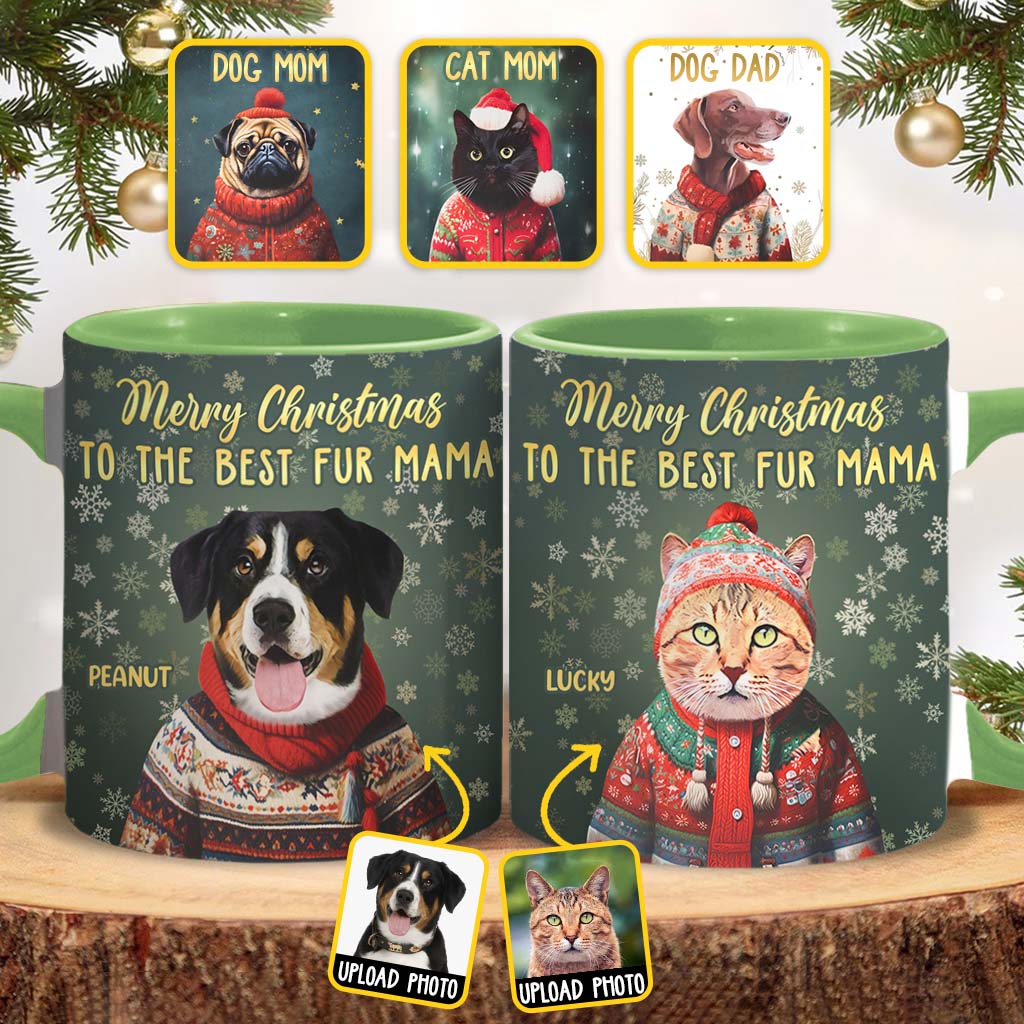 Portrait personnalisé de votre animal de compagnie pour Noël - Cadeau pour les amoureux des chiens et des chats - Mug décoratif personnalisé