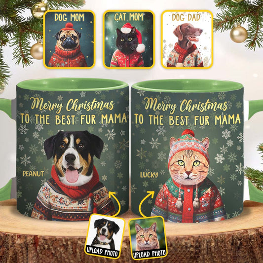 Portrait personnalisé de votre animal de compagnie pour Noël - Cadeau pour les amoureux des chiens et des chats - Mug décoratif personnalisé