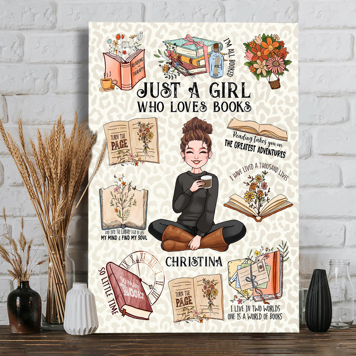 Une fille qui aime les livres - Toile et affiche personnalisées « Un livre pour toutes les occasions »
