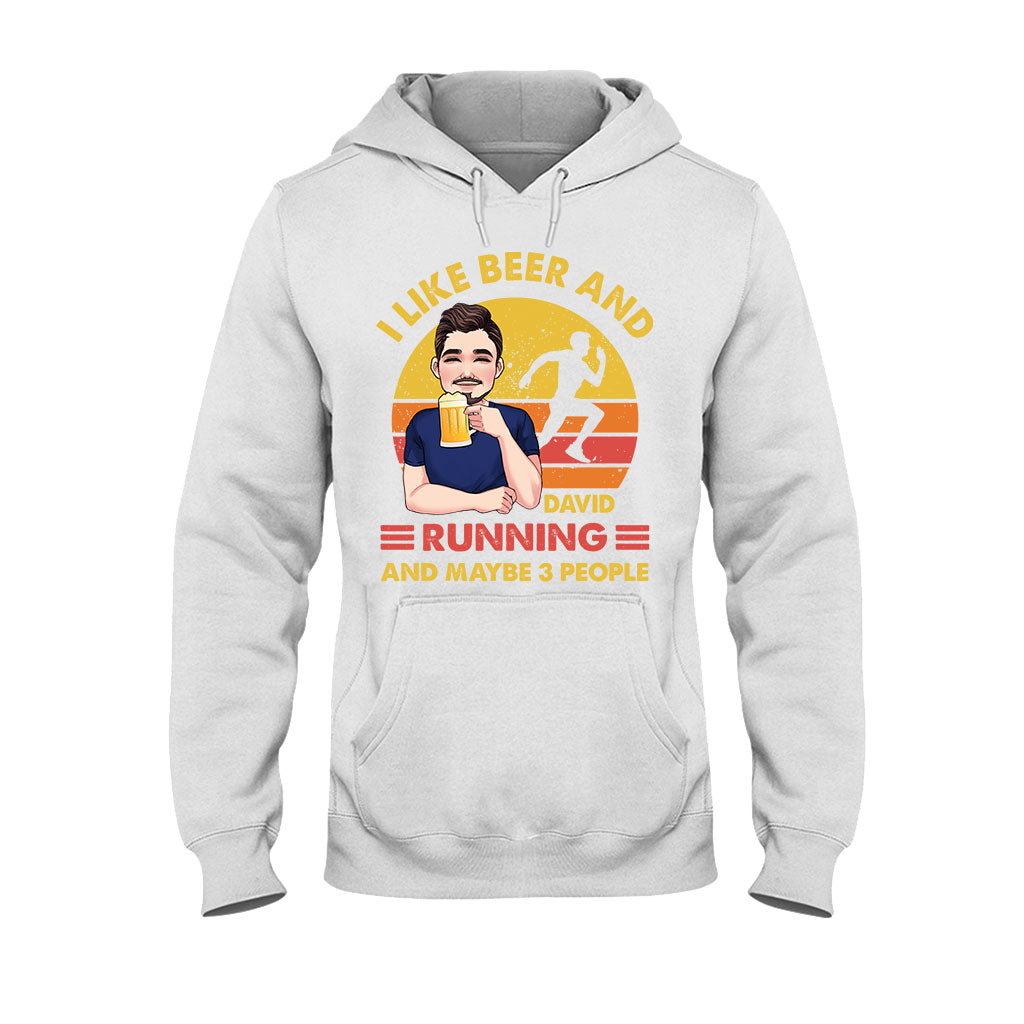 J'aime la bière et la course à pied - T-shirt et sweat à capuche de course personnalisés