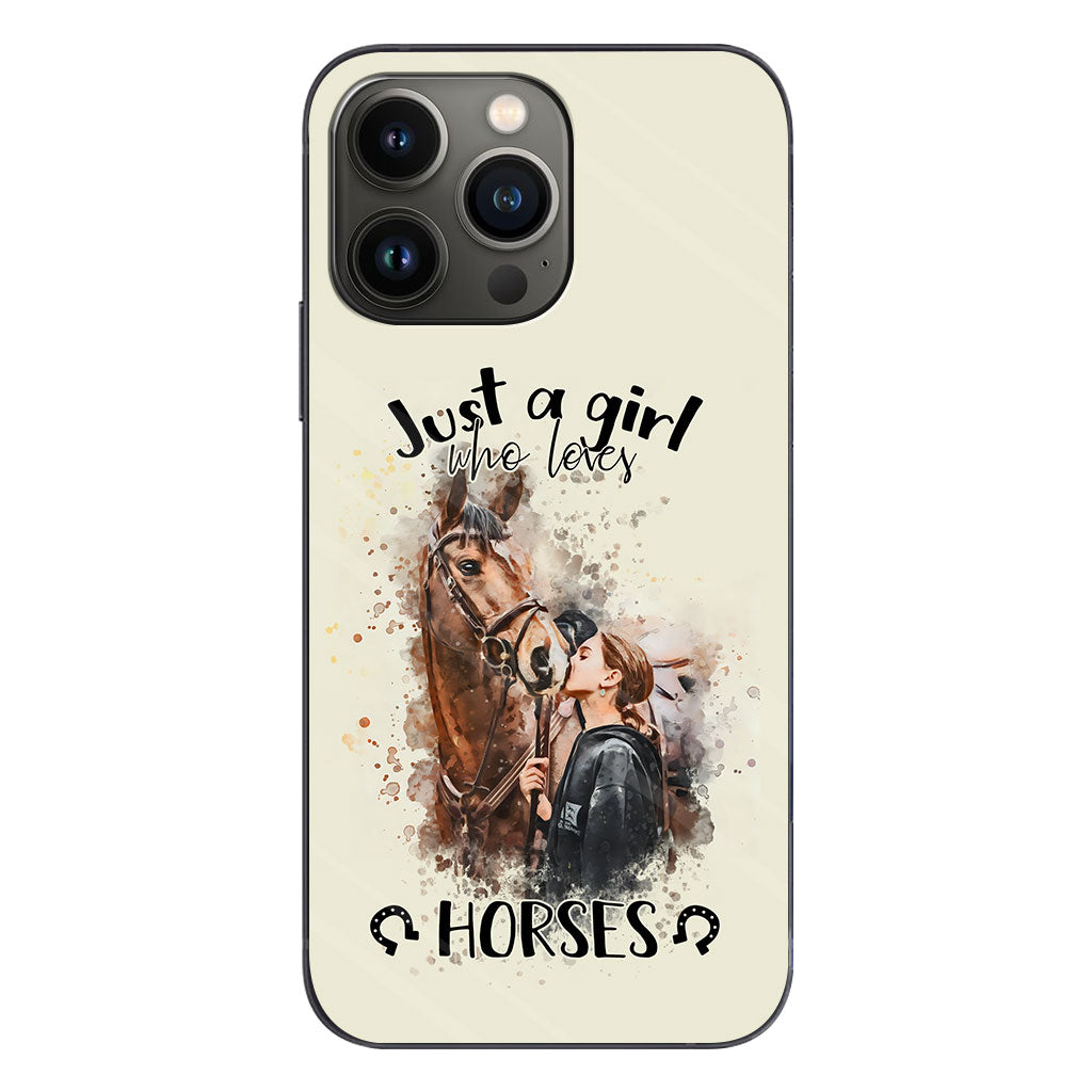 Une fille qui aime les chevaux - Coque de téléphone personnalisée avec motif cheval
