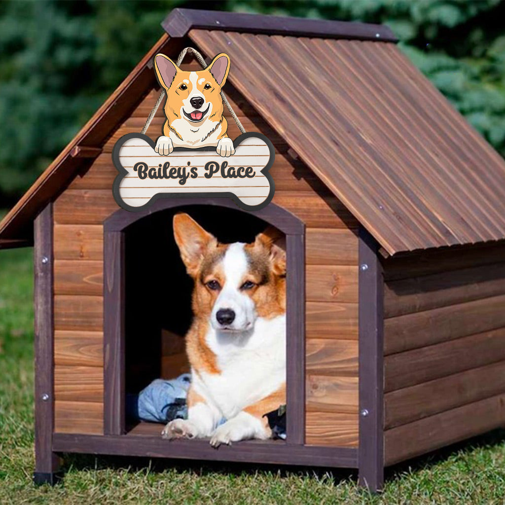 Panneau en bois personnalisé pour chien « Le repaire de Buddy »