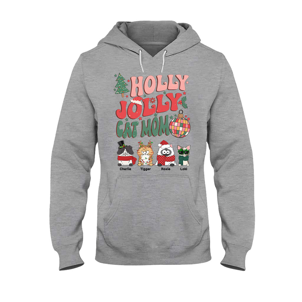 Holly Jolly Cat Mom/Dog Mom - Personalized Cat T-shirt And Hoodie
