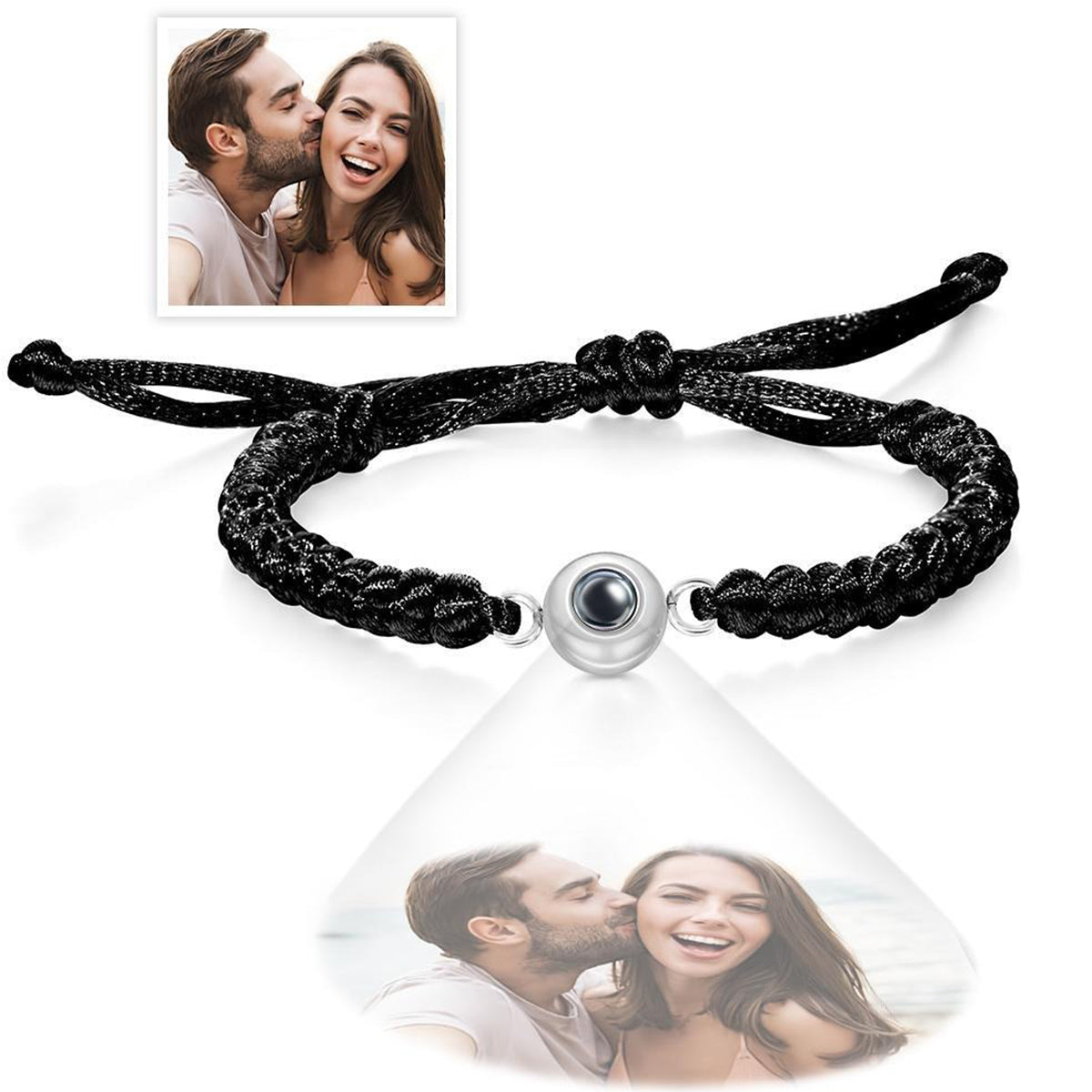 Breloque à projection photo personnalisée Tournesol - cadeau pour ceux qui ont perdu un être cher - Bracelet à projection personnalisé