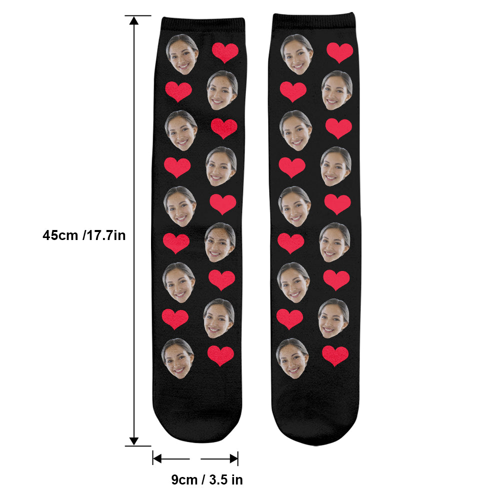 Chaussettes personnalisées pour belle-mère avec motif cœur et visage personnalisé