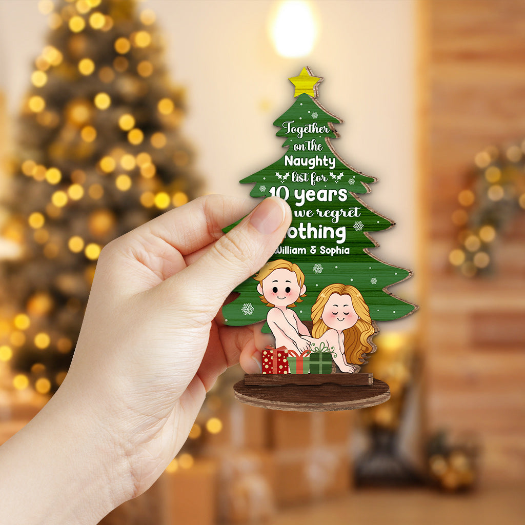 Ensemble sur la liste des vilains depuis des années - cadeau pour femme, petit ami, mari, petite amie - Plaque en bois personnalisée à poser