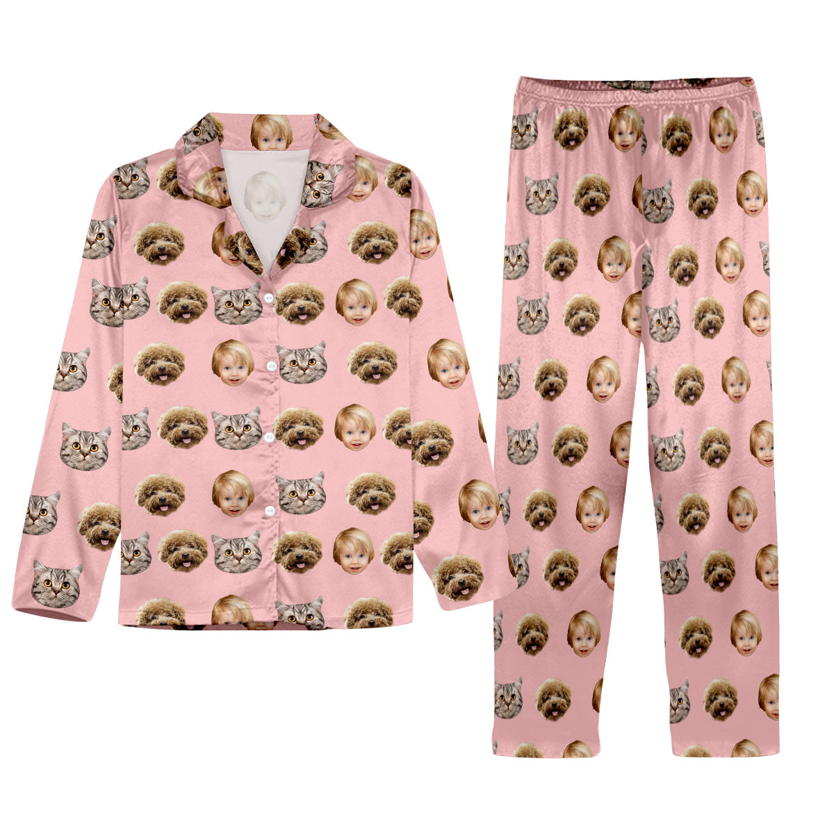 Pyjamas photo personnalisés pour Noël - Pyjamas boutonnés personnalisés pour toute la famille
