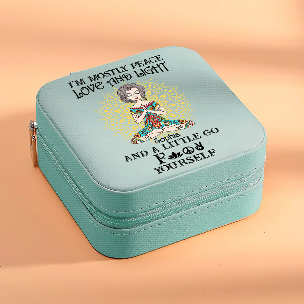 I’m Mostly Peace Love And Light - Personalized Yoga Jewelry Box