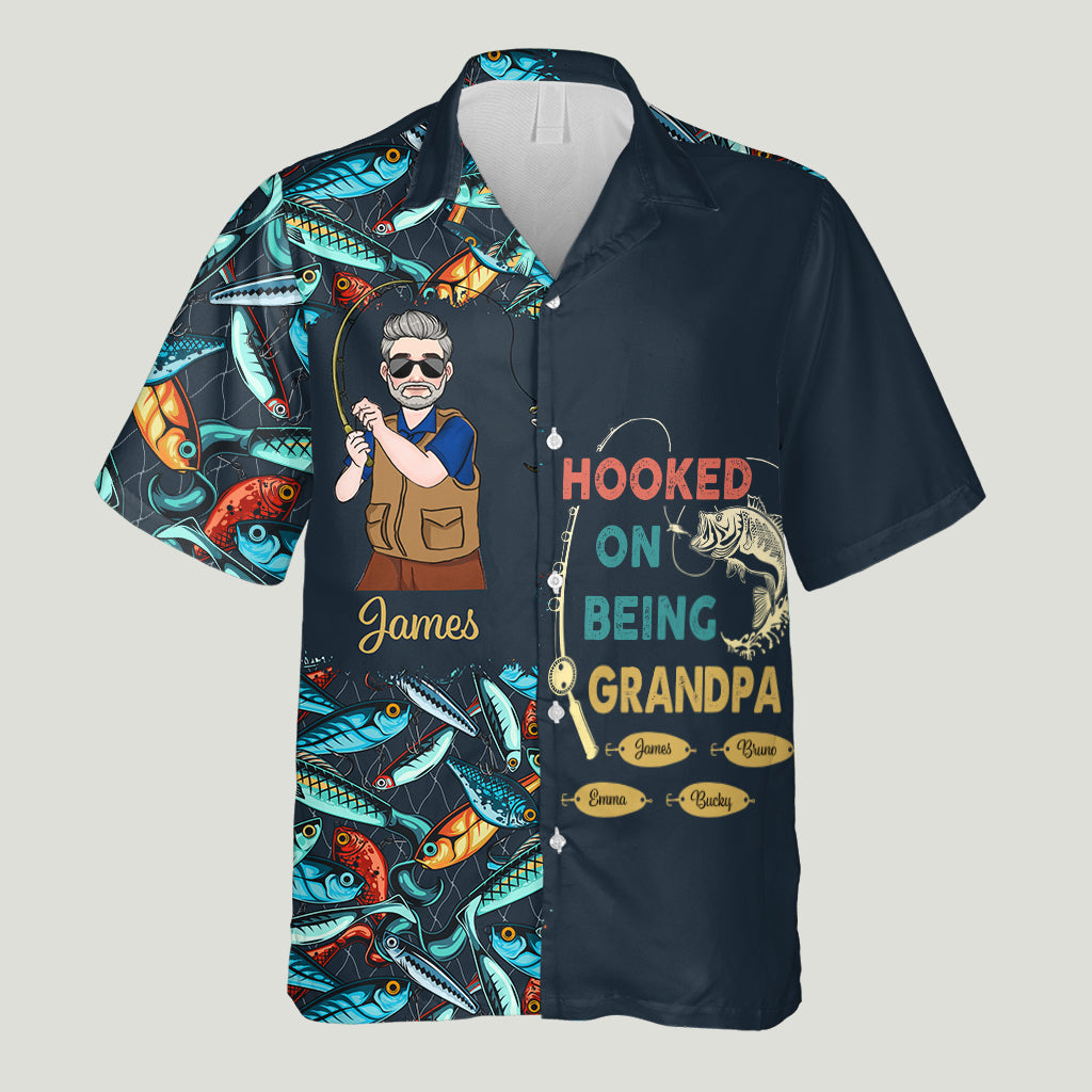 Accro à la paternité - Cadeau de pêche pour papa, grand-père, lui, mari - Chemise hawaïenne personnalisée