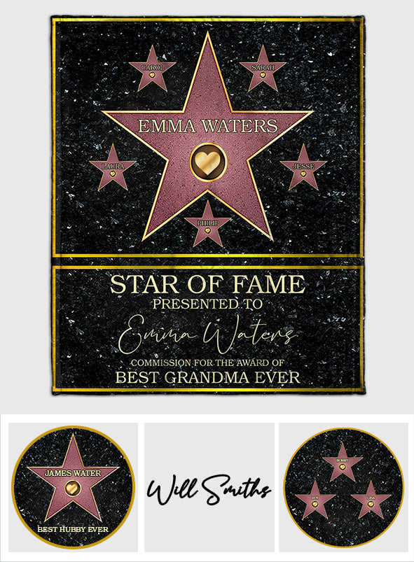 Couverture personnalisée « Star of Fame Best Grandma Grandpa Mom Dad Ever »