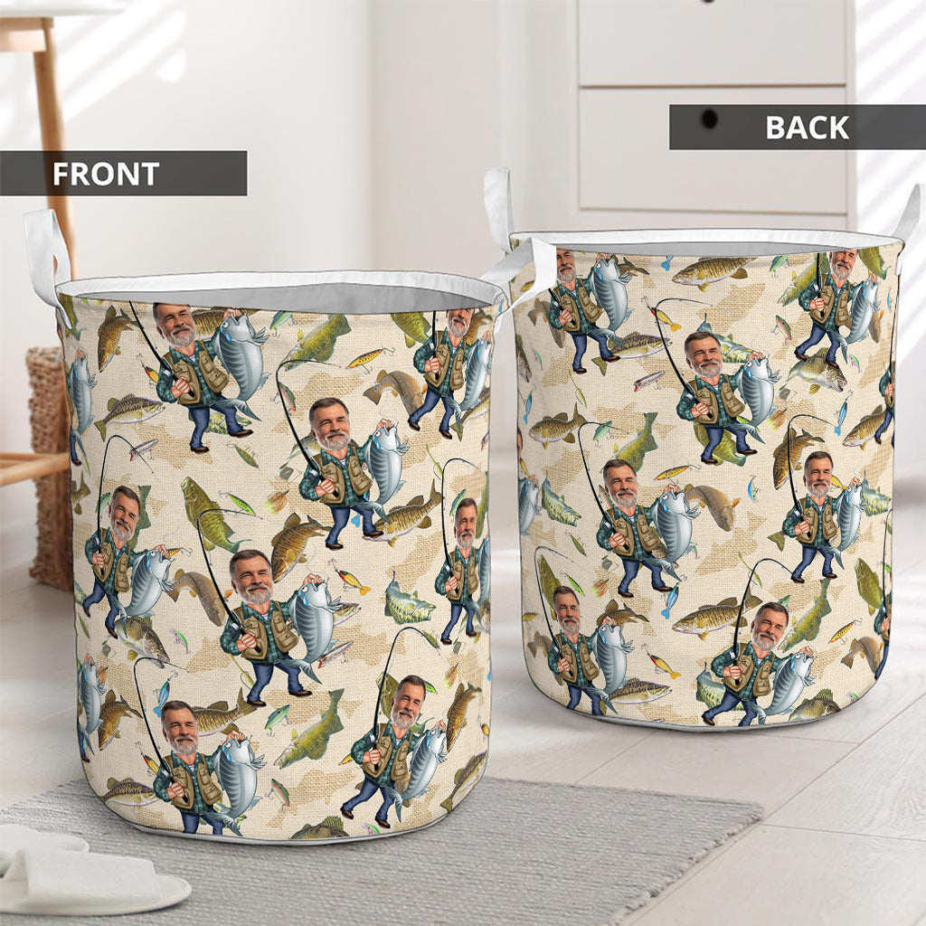 Panier de rangement de pêche personnalisé avec photo humoristique - Panier de rangement de pêche humoristique