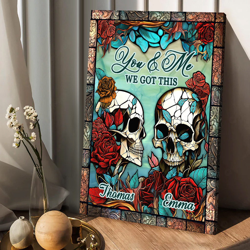 Skull Couple - Skull gift for husband, wife, boyfriend, girlfriend - Personalized Canvas And Poster