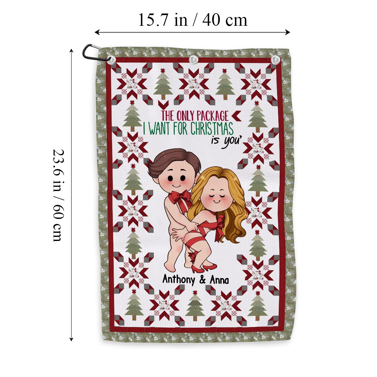 Le seul cadeau que je veux pour Noël, c'est toi - Serviette de golf personnalisée pour couple