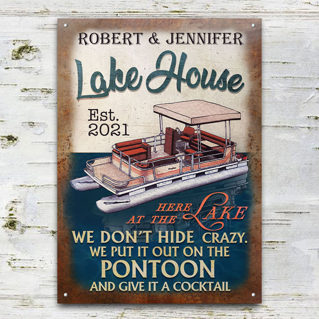 Maison au bord du lac - Panneau métallique rectangulaire personnalisé pour ponton