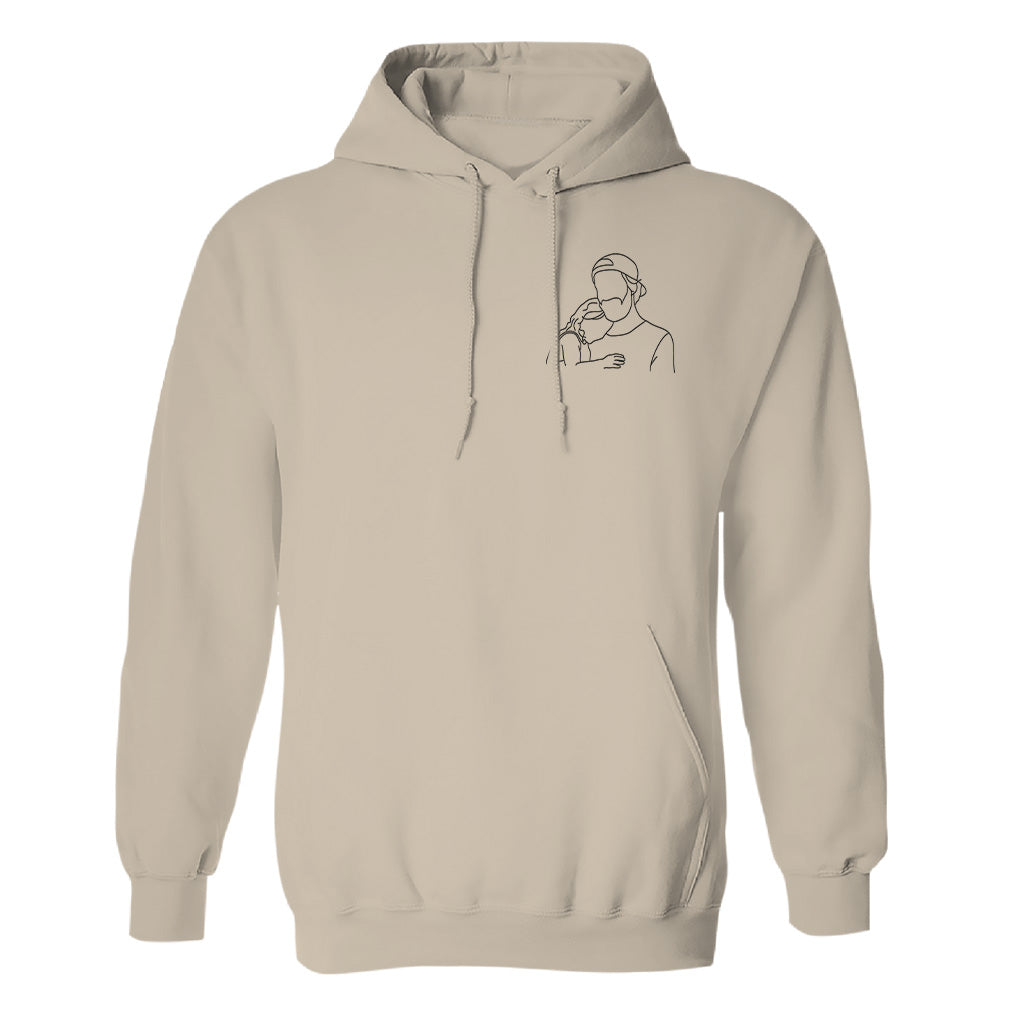 Sweat à capuche brodé personnalisé pour papa - Illustration au trait - Sweat à capuche brodé personnalisé