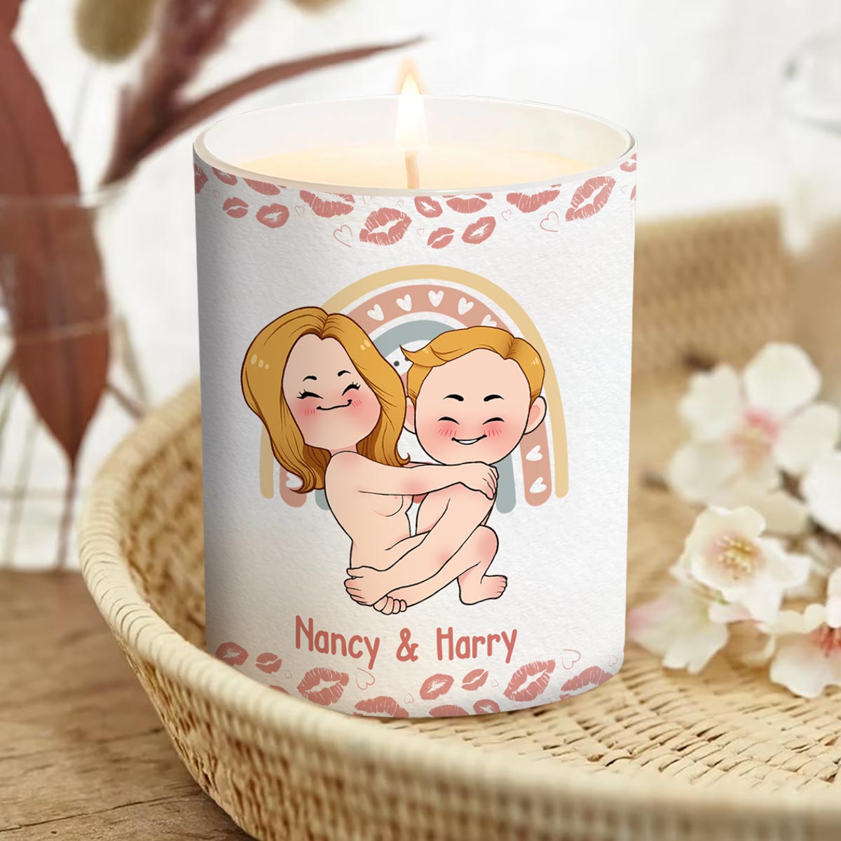 Welcome To The Poundtown Inappropriate Adult - Personalized Couple Candle With Wooden Lid
