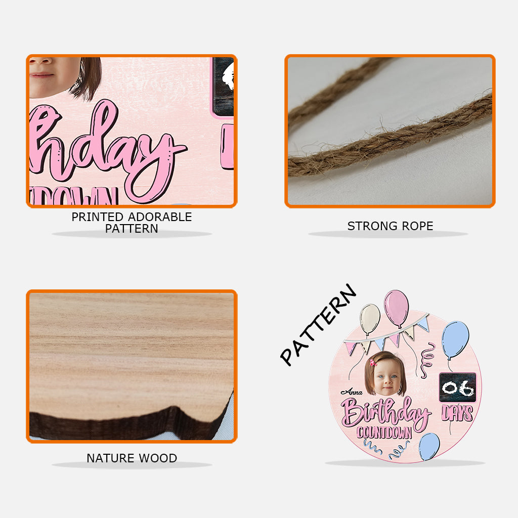 Compte à rebours d'anniversaire - Panneau en bois personnalisé pour la famille