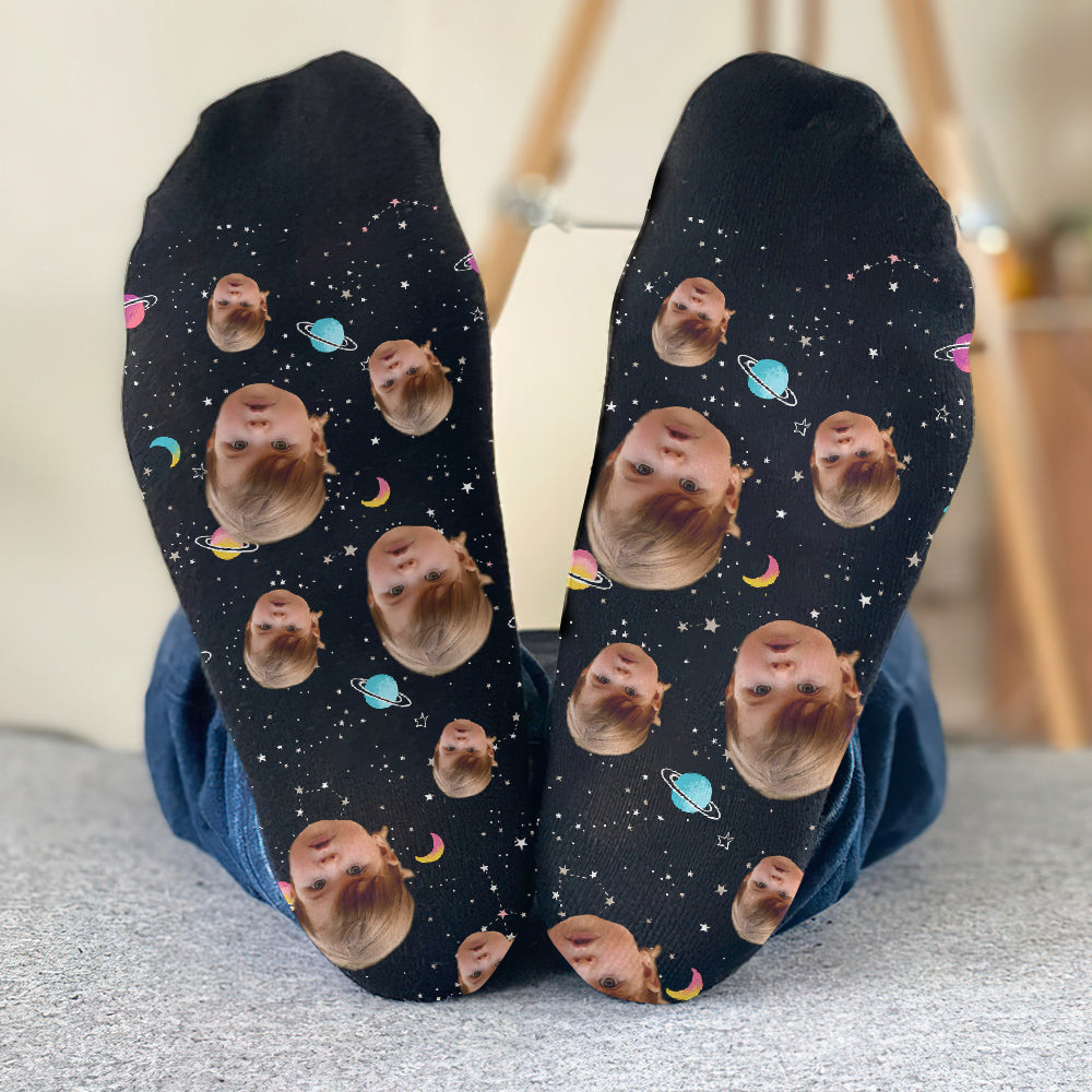 Custom Face Galaxy - Personalized granddaughter Socks