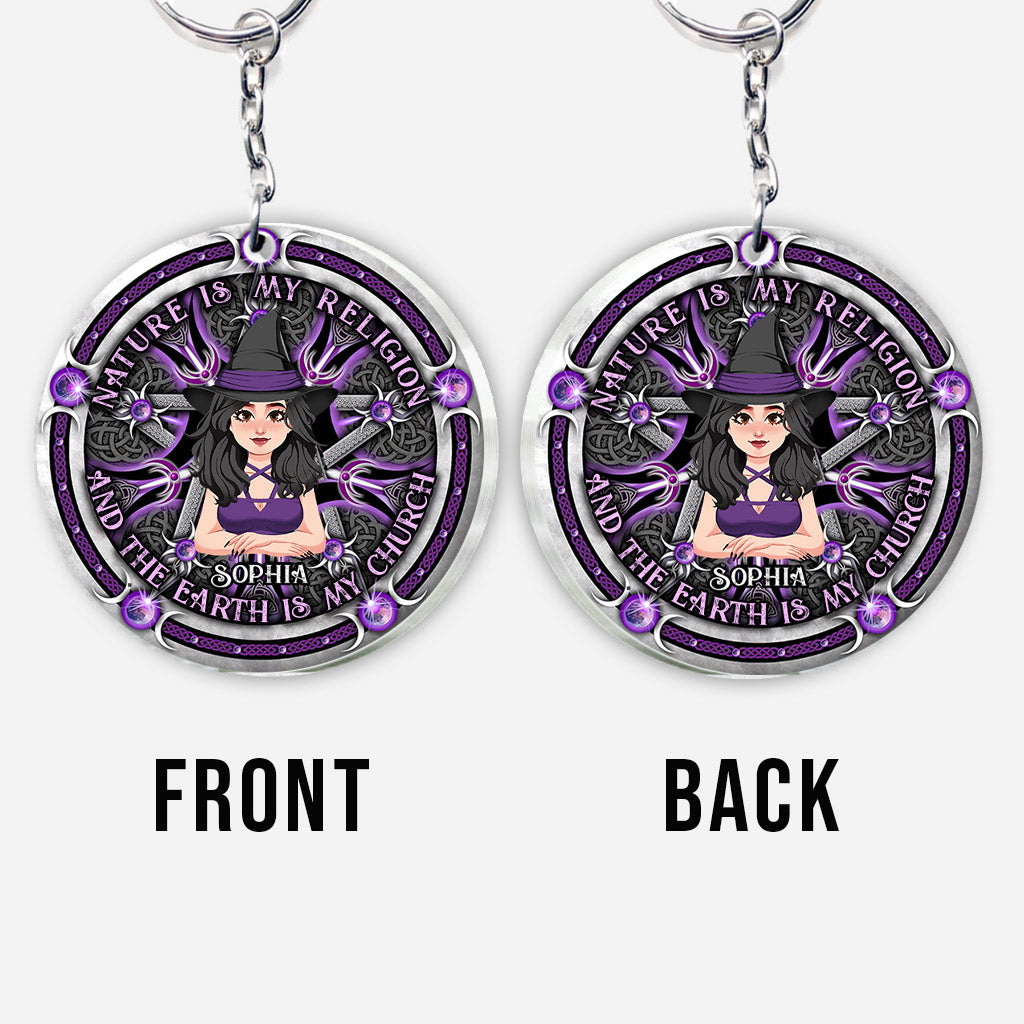 La nature est ma religion - Porte-clés sorcière personnalisé