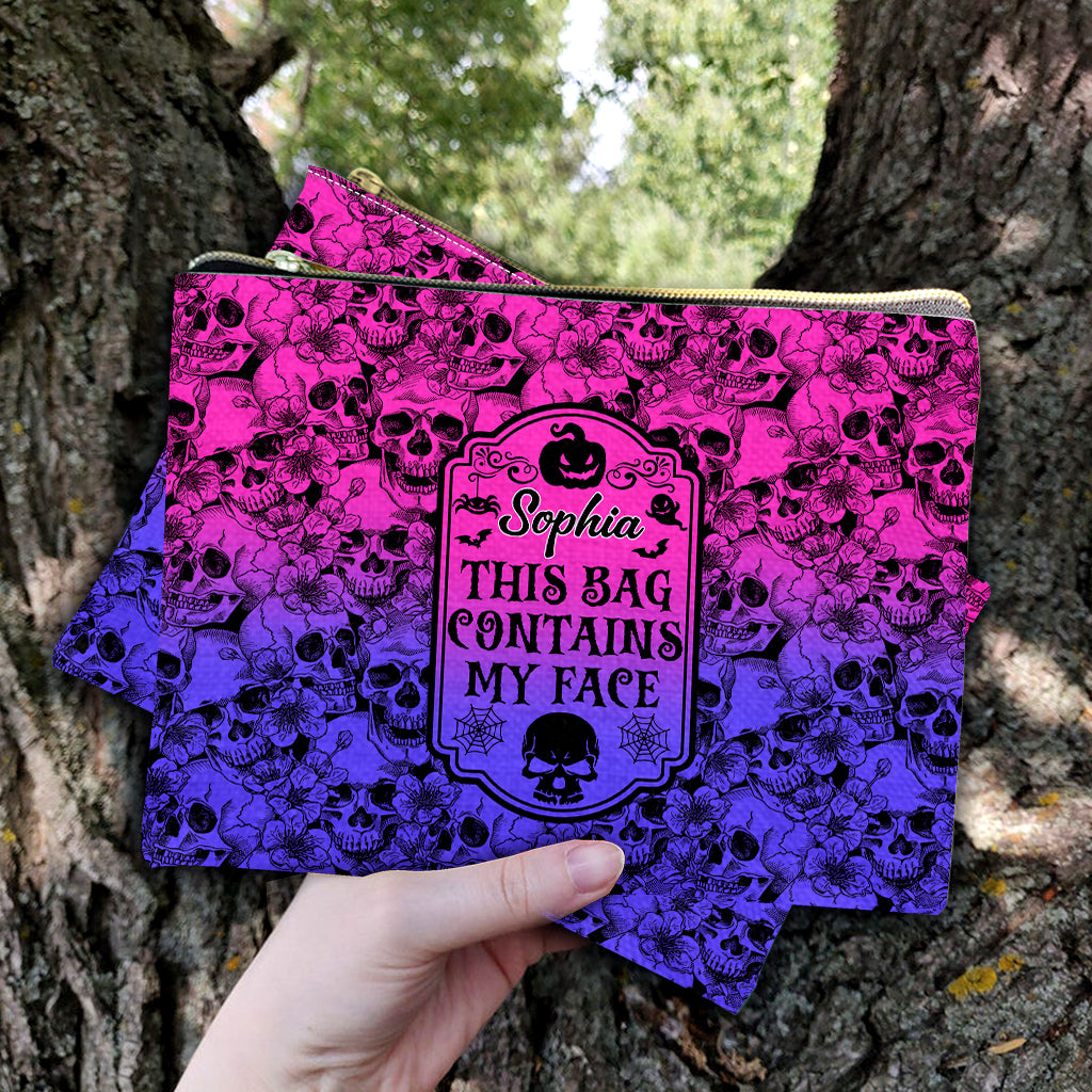 Ce sac contient mon visage - Pochette personnalisée en forme de crâne