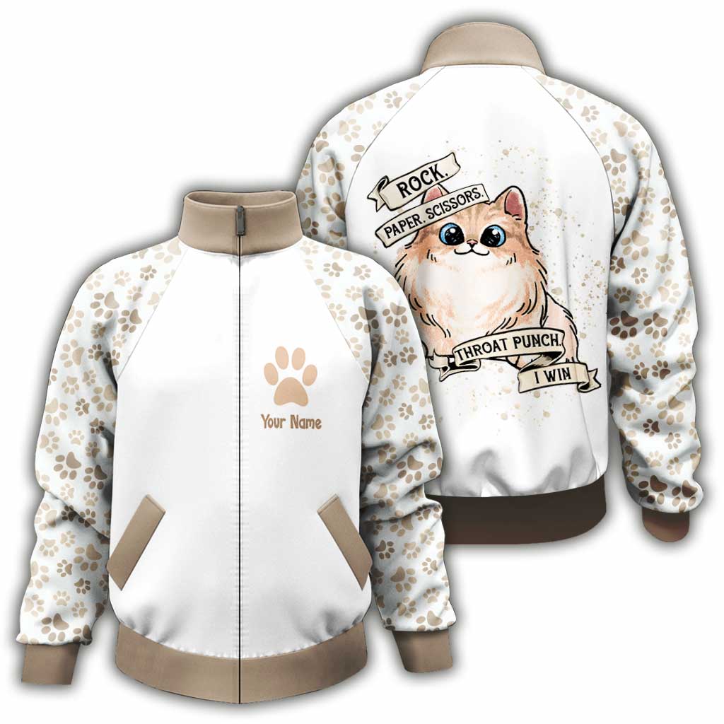 Veste zippée personnalisée pour chat « Pierre-Feuille-Ciseaux »