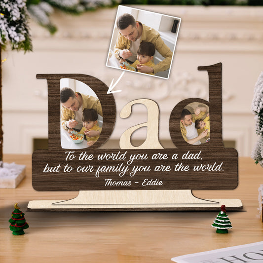 Papa, tu es le monde - Décoration murale personnalisée pour papa (1 grand plateau autoportant).