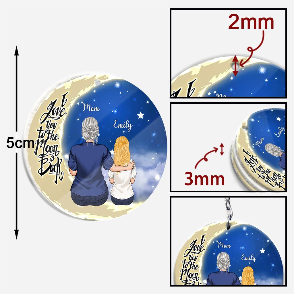 Aller et revenir de la Lune - Cadeau pour grand-mère, maman, papa, grand-père - Porte-clés personnalisé