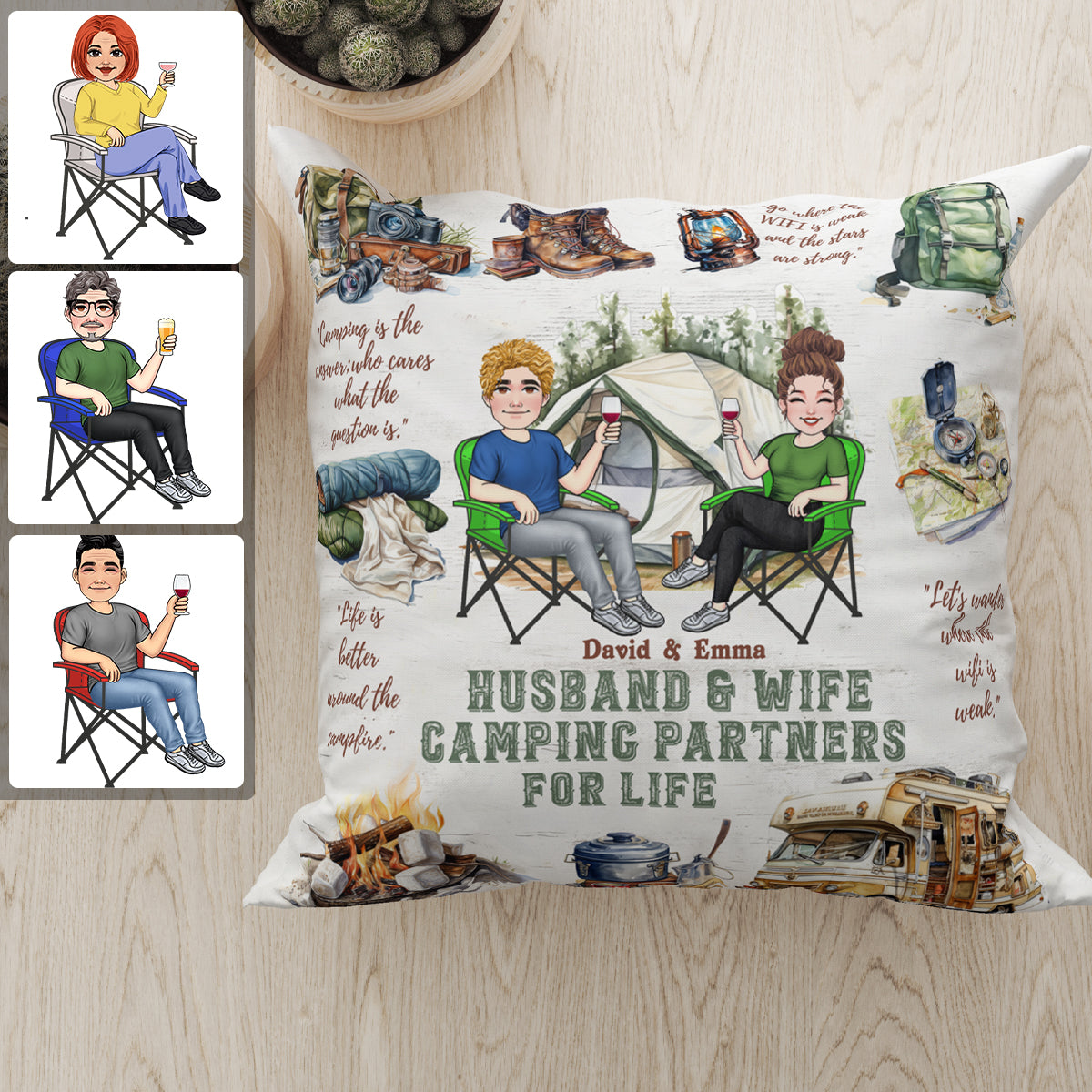 Camping Life - Coussin décoratif de camping personnalisé