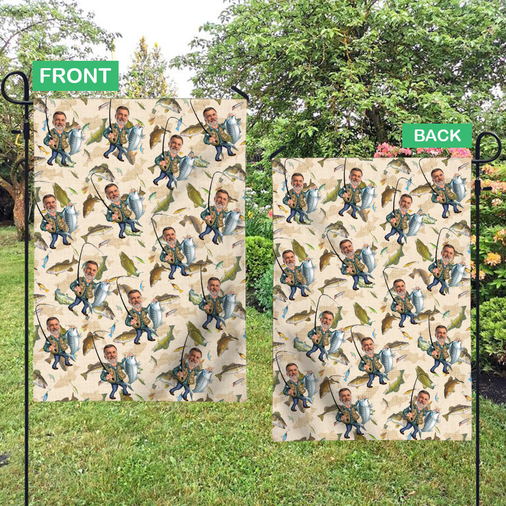Photo Inserted Funny Fishing - Personalized Fishing Garden Flag