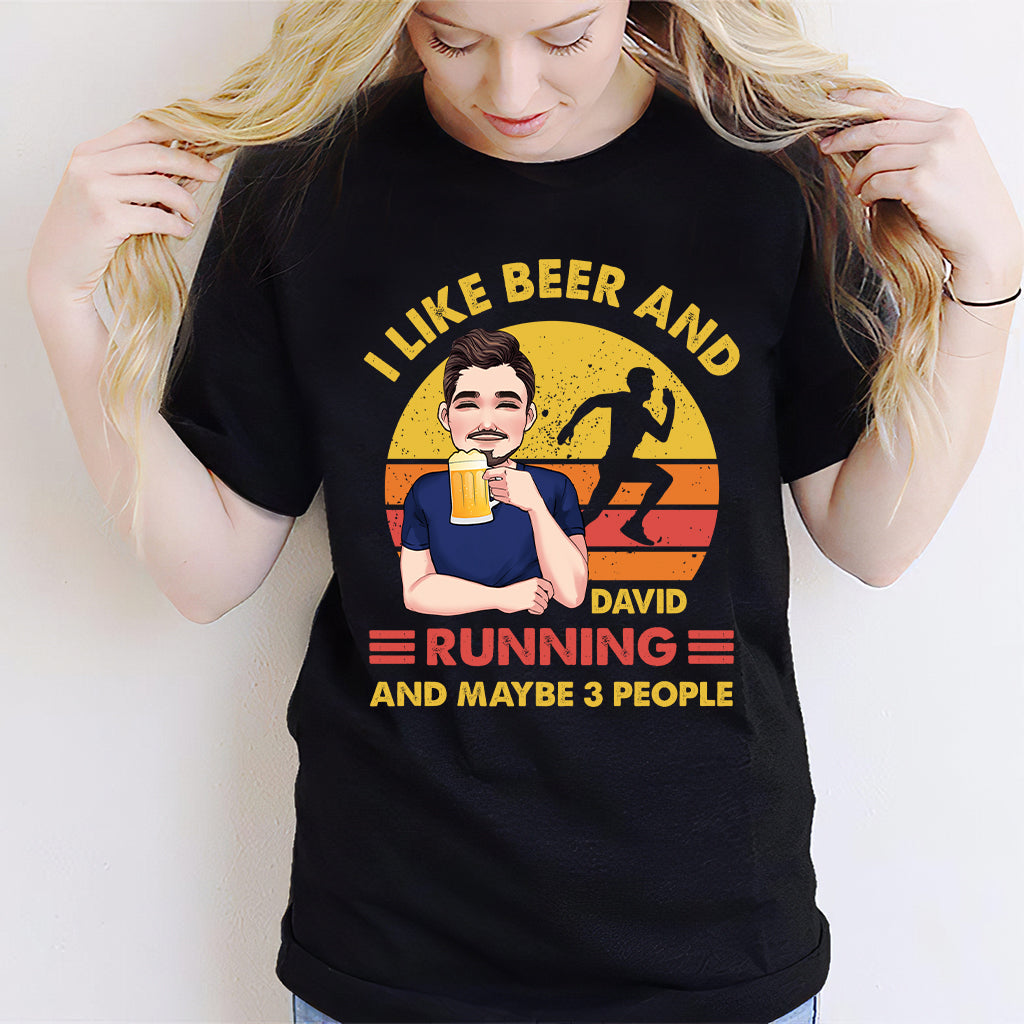 J'aime la bière et la course à pied - T-shirt et sweat à capuche de course personnalisés