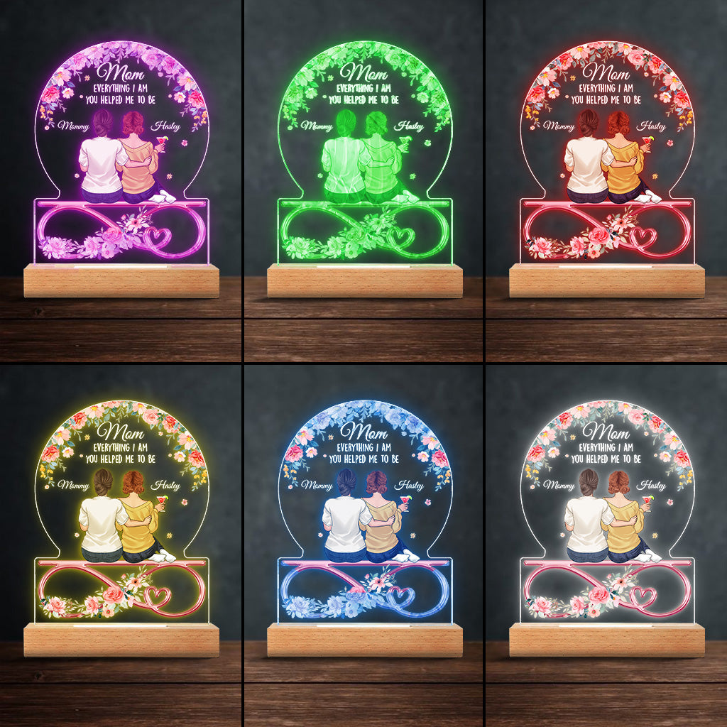 Tu m'as aidée à devenir maman - Plaque lumineuse personnalisée en forme de mère