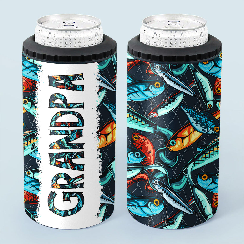 Reel Cool Dad - Fishing gift for dad, grandpa, him, husband - Personalized Can Cooler