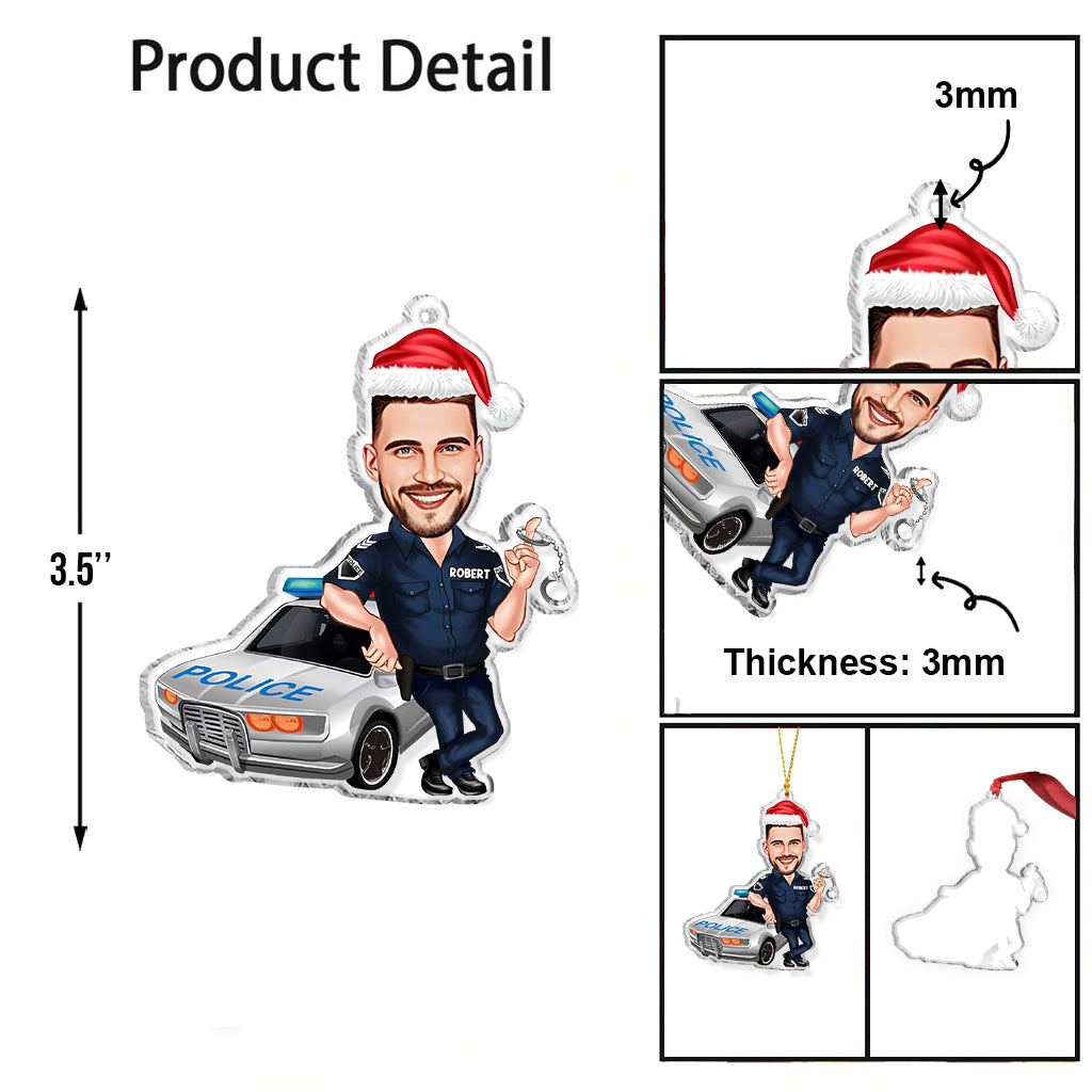 Servir et protéger - Ornement transparent personnalisé pour policier