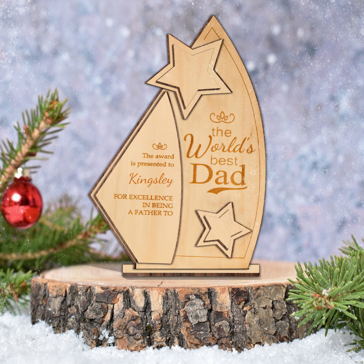 Trophée de papa - Trophée personnalisé pour papa, 3 niveaux, grand format, autoportant