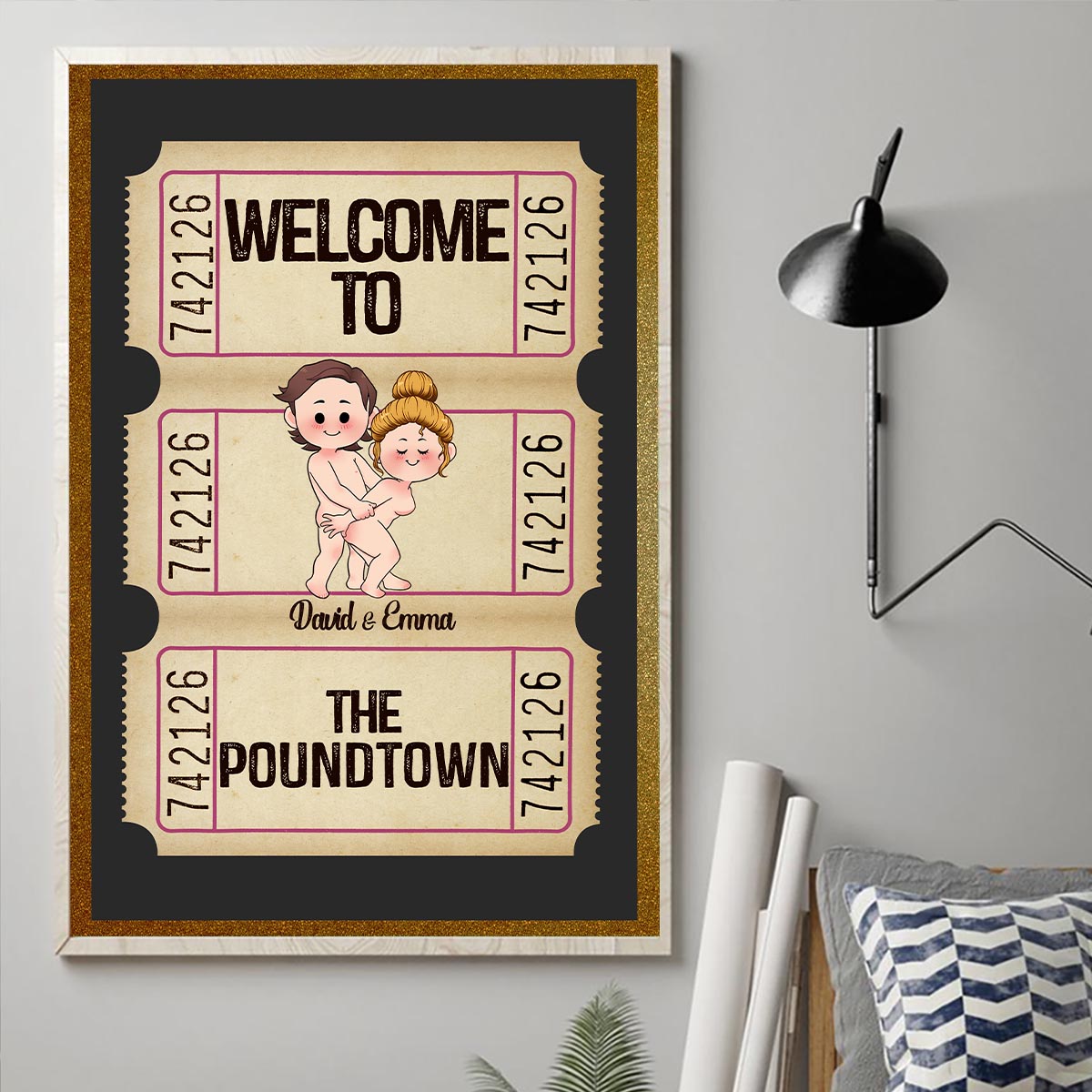 Bienvenue à Poundtown ! Adulte inapproprié - Toile et affiche personnalisées pour couples
