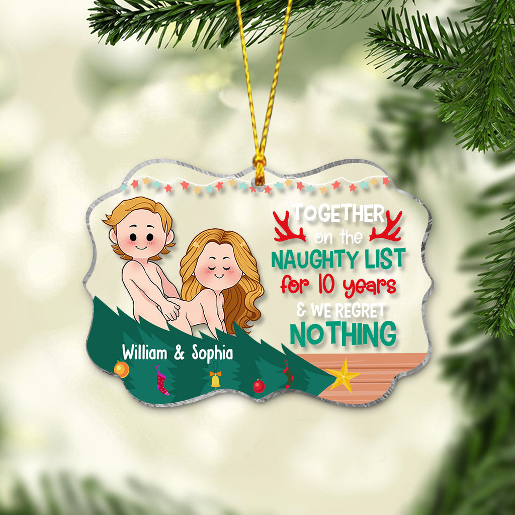 Together On The Naughty List - Personalized Couple Transparent Ornament