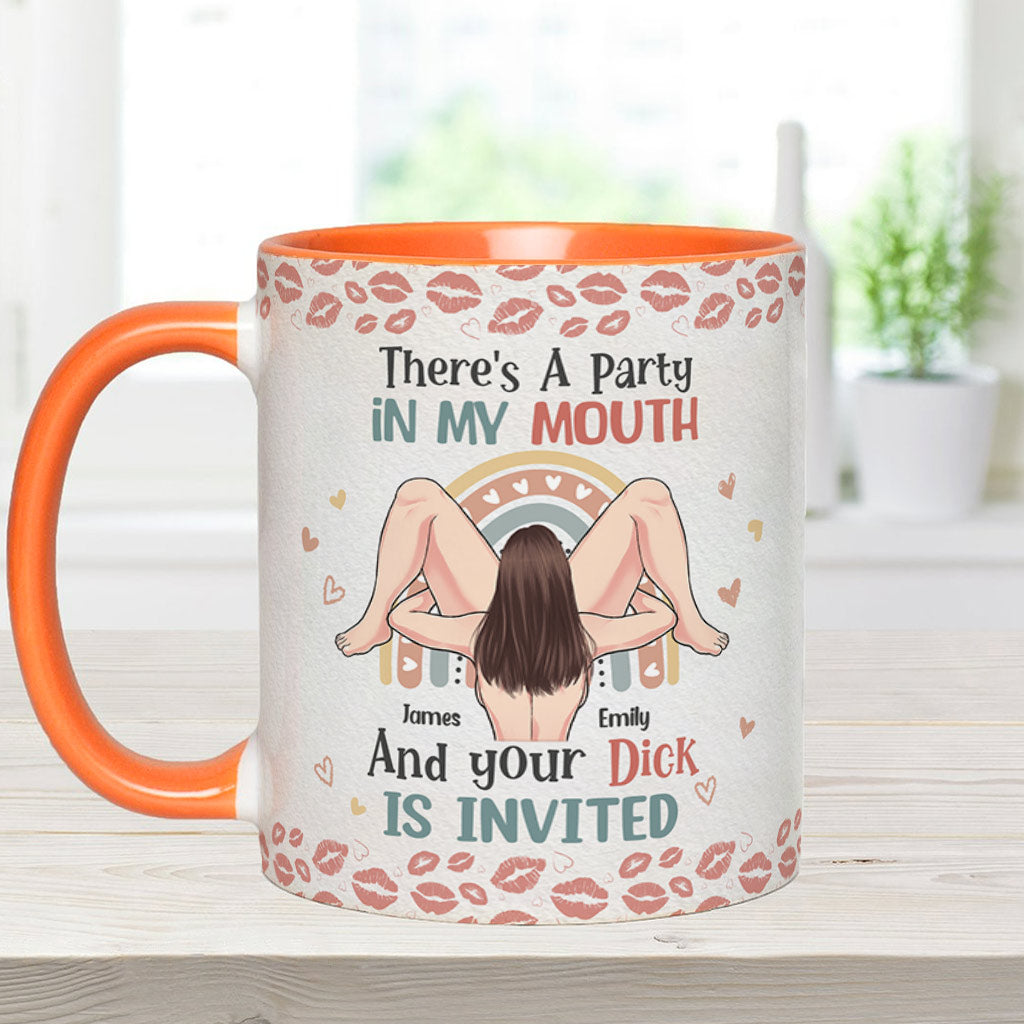 « J’ai la fête dans la bouche » - Mug personnalisé pour couple