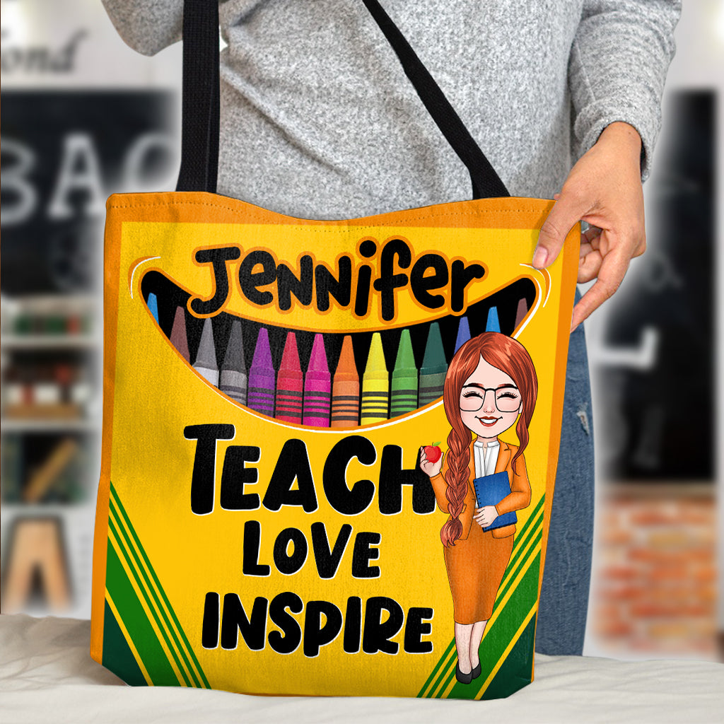 Enseigner, aimer, inspirer - Sac fourre-tout personnalisé pour enseignants