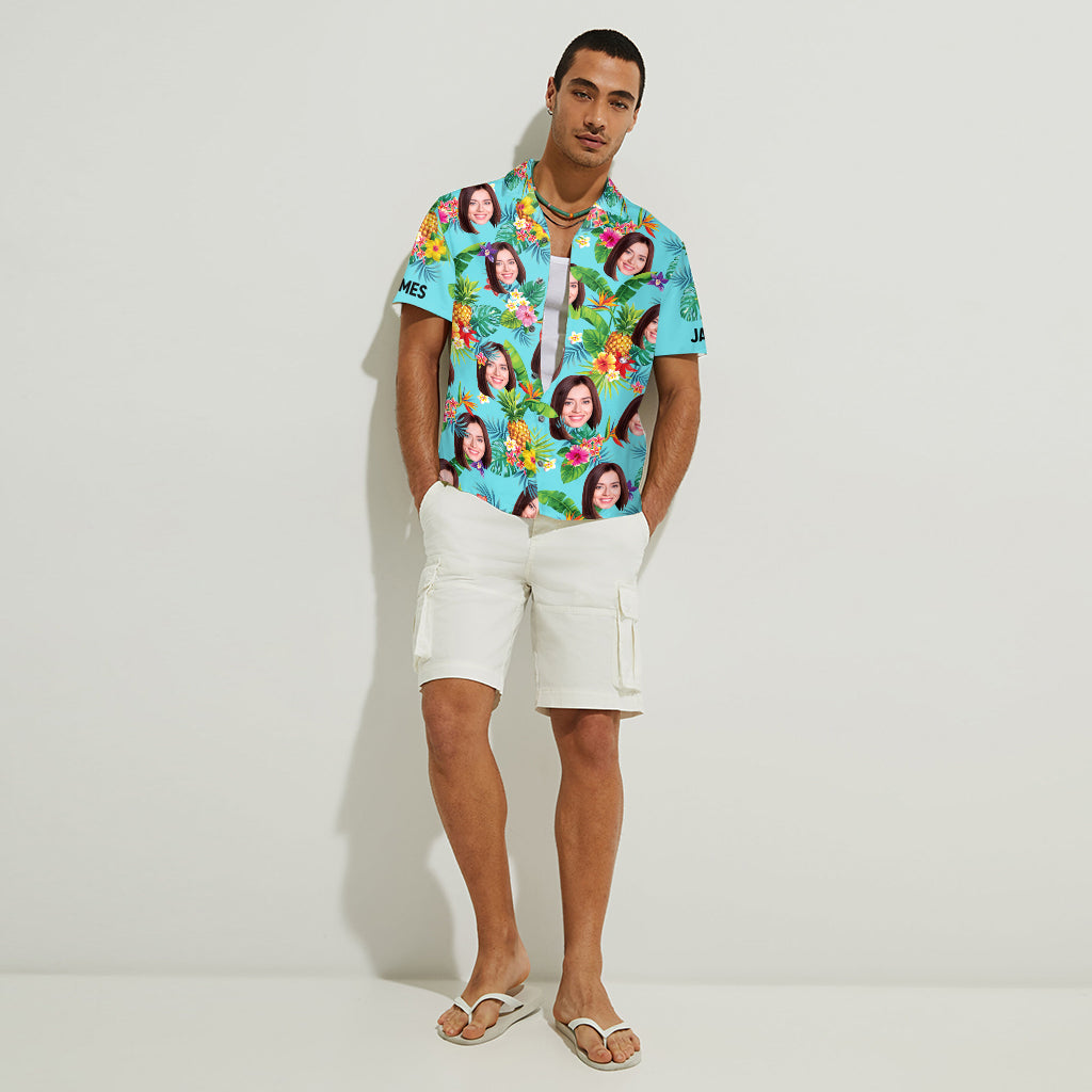 Chemise hawaïenne personnalisée « Amoureux de la mer » - Fleurs tropicales