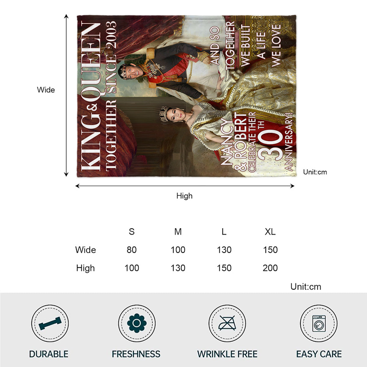 Roi et Reine - Couverture personnalisée pour mari et femme