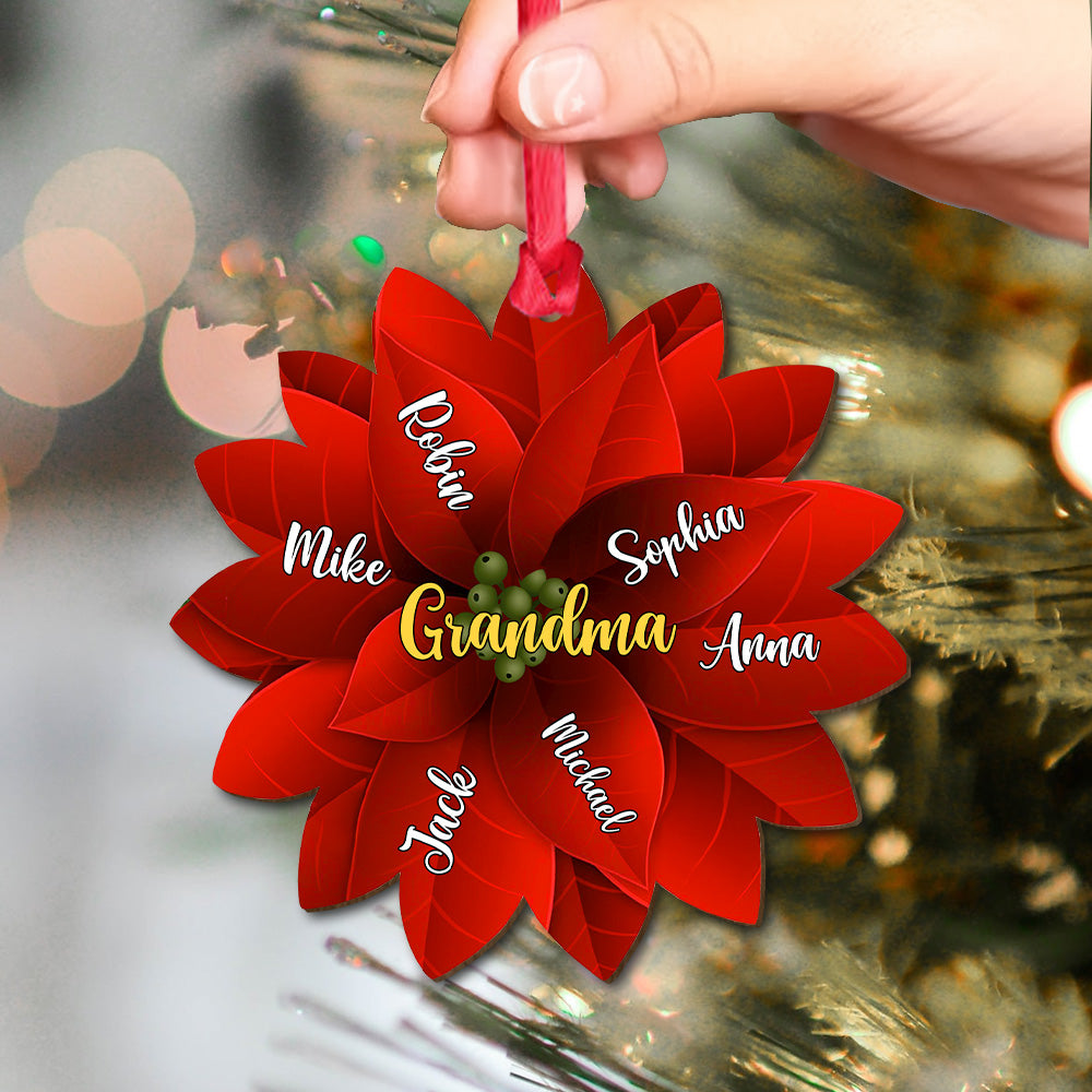 Poinsettia de Noël pour grand-mère/maman/famille - Cadeau pour grand-mère - Ornement personnalisé