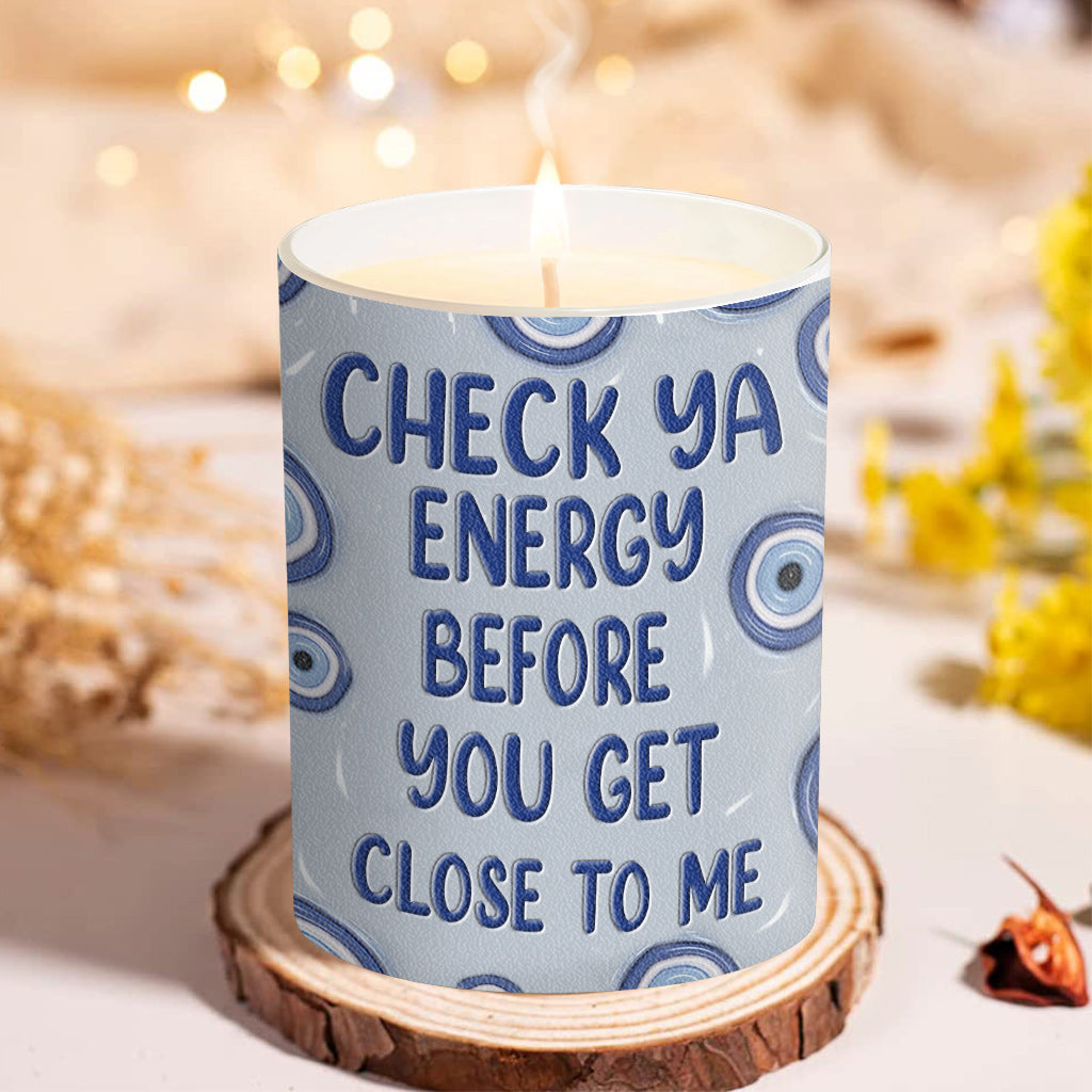 Check Ya Energy - Bougie de sorcière personnalisée avec couvercle en bois
