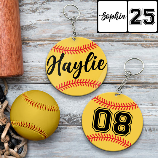 Porte-clés softball personnalisé « Amoureux du baseball »