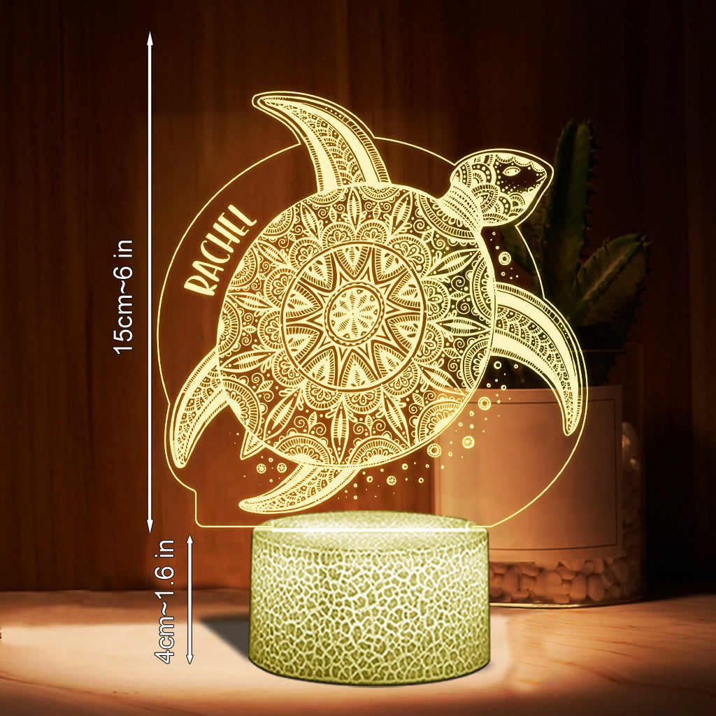 Plaque lumineuse personnalisée en forme de tortue « Love Turtle »