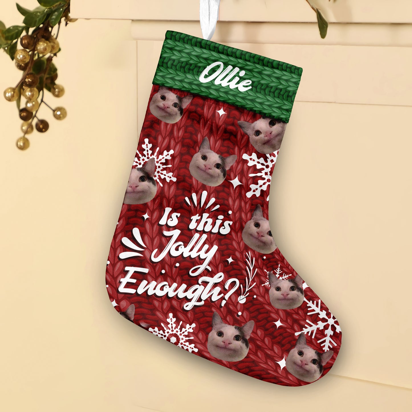 Est-ce assez joyeux ? - Chaussettes de Noël personnalisées pour chats