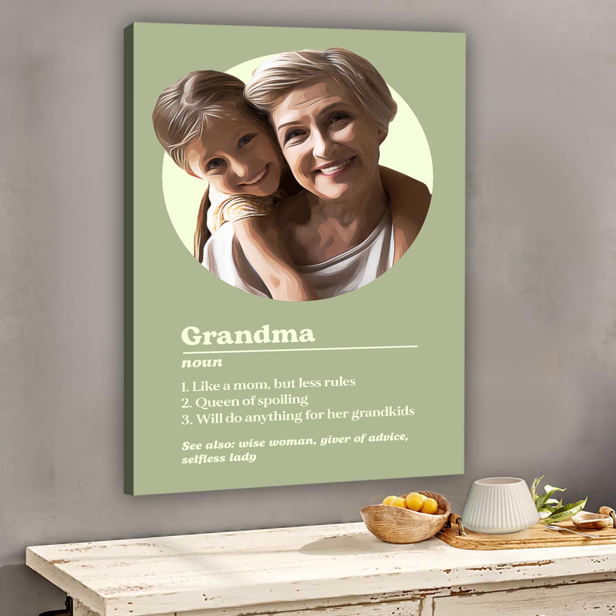 Grandma Portrait Definition - Personalized Grandma Canvas And Poster